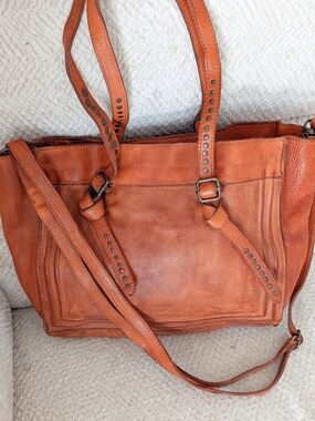 Never Mind Distressed Leather Tote